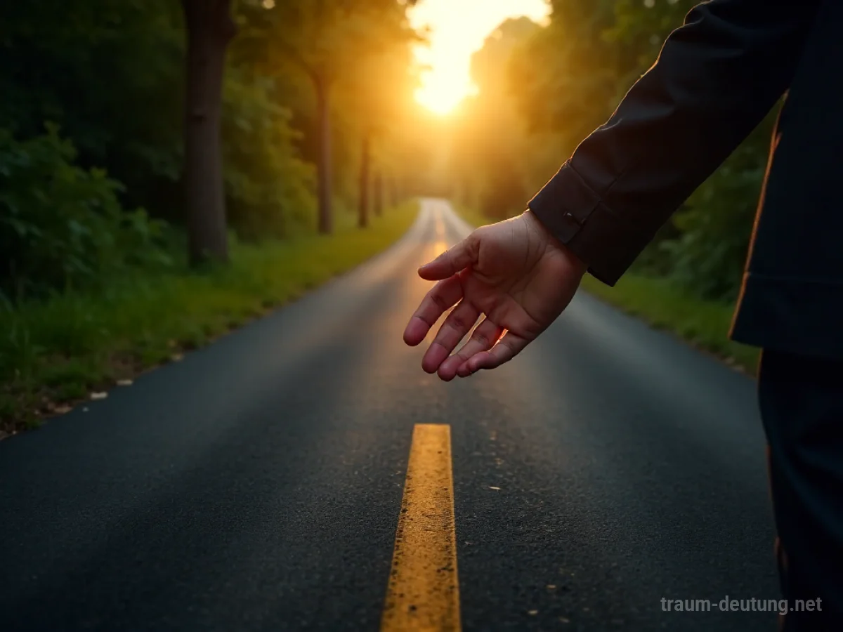 Eine Hand wird von einer anderen zu einem Weg geleitet, der eine Entscheidung symbolisiert.