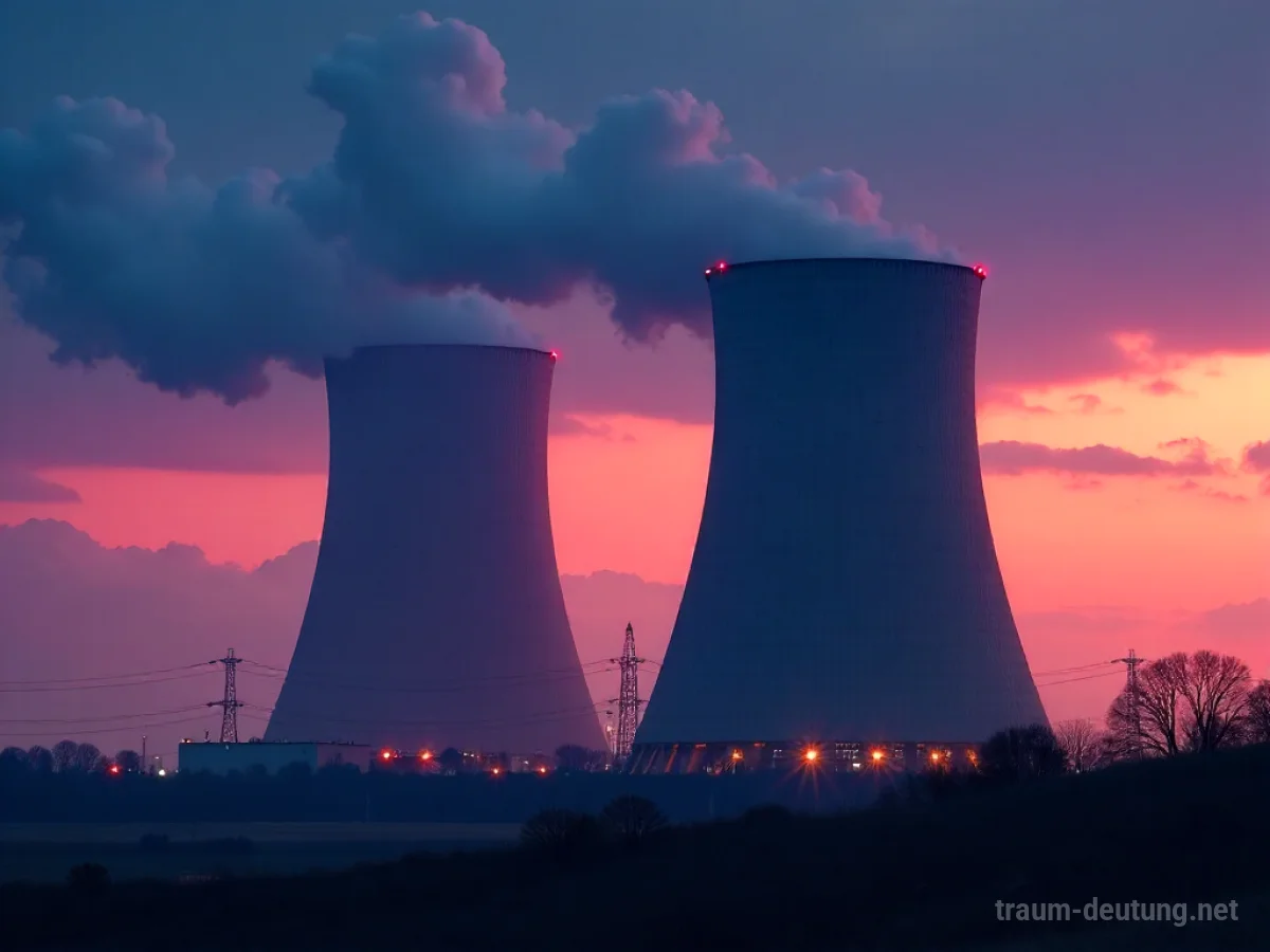 Abstraktes Kernkraftwerk im Zwielicht
