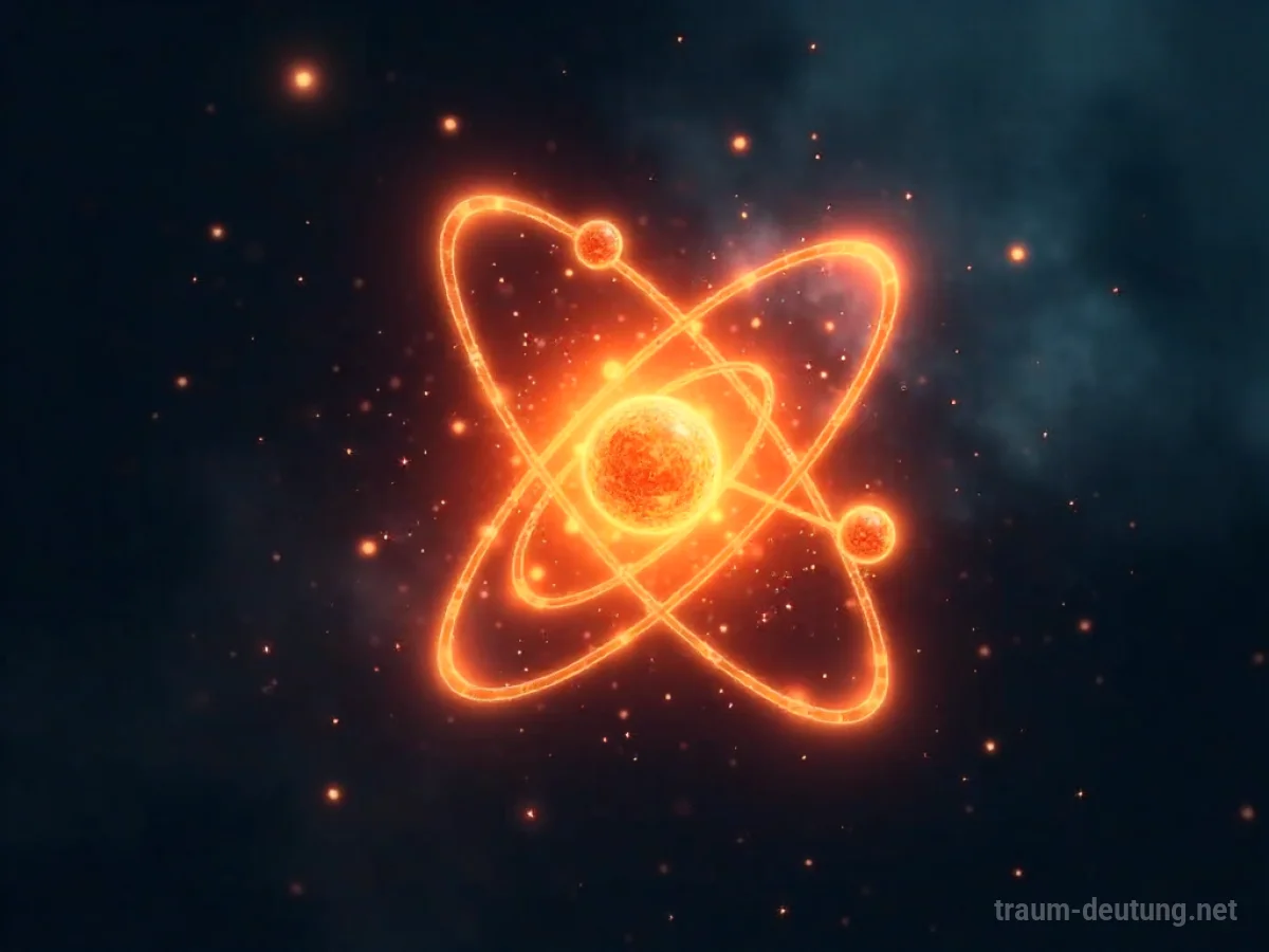 Leuchtendes Atom im Traum, das Energie ausstrahlt