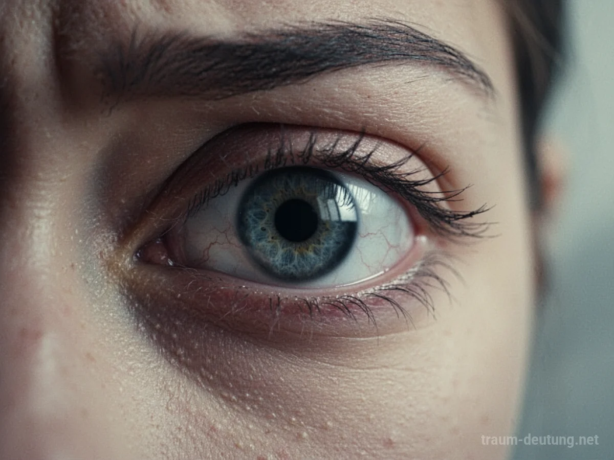 Ein menschliches Auge mit einem leichten Schatten, der Unbehagen symbolisiert.
