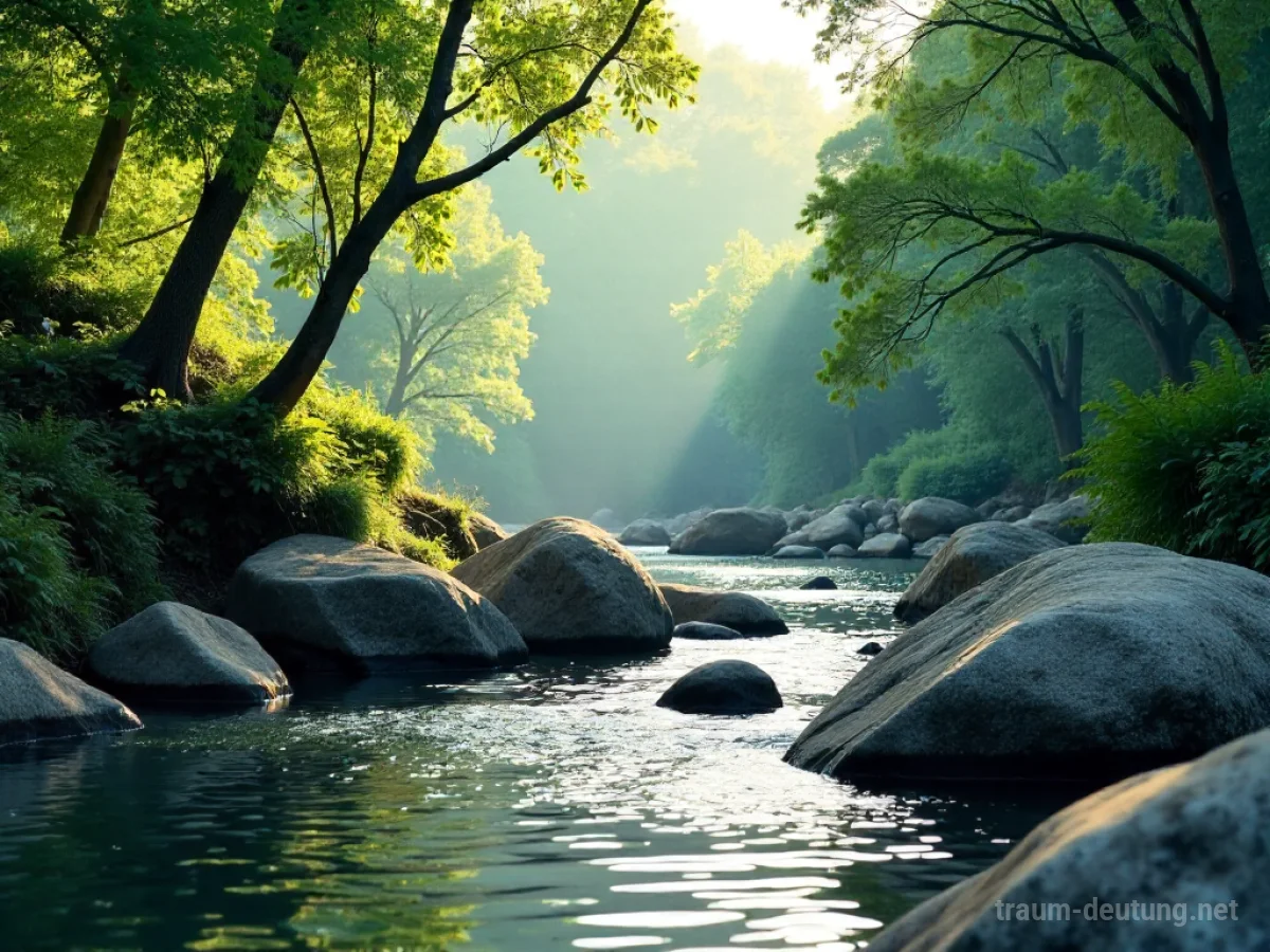 Ausgleichende Naturlandschaft mit harmonisch angeordneten Elementen.