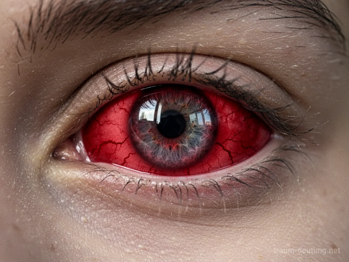 Menschliches Auge mit sich rot färbender Sklera