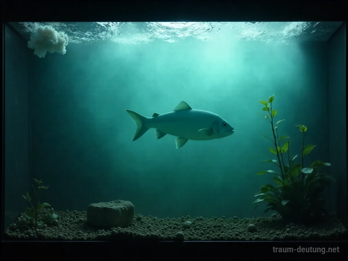 Ein schmutziges Aquarium mit trübem Wasser und kaum sichtbaren Fischen.