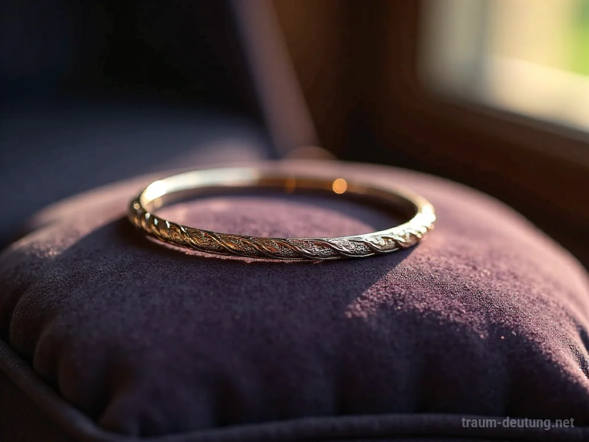 Ein feines silbernes Armband liegt auf einem Samtkissen.