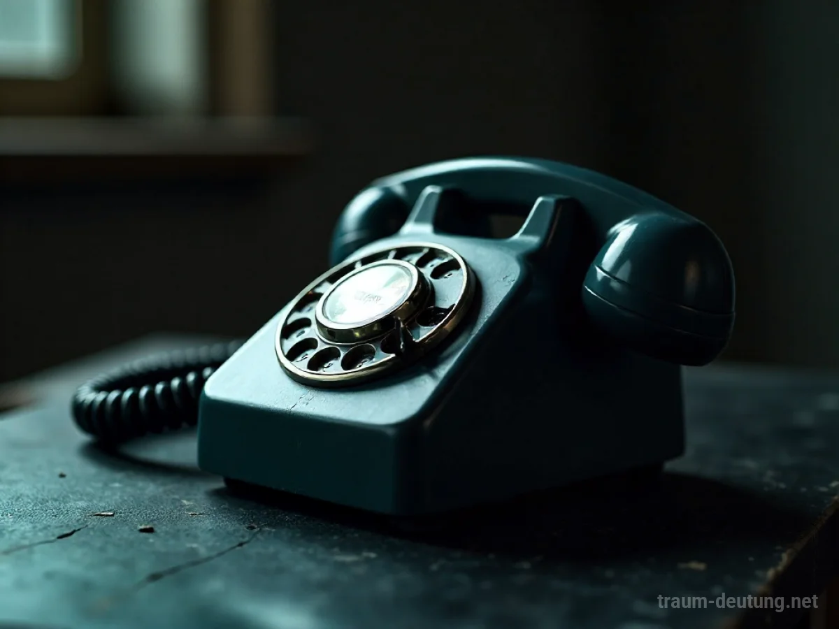 Ein altes Telefon klingelt unaufhörlich auf einem dunklen Tisch.