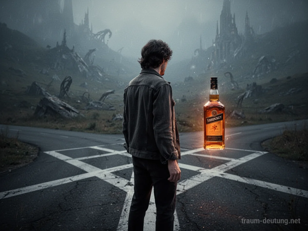Person wendet sich von einer Alkoholflasche ab