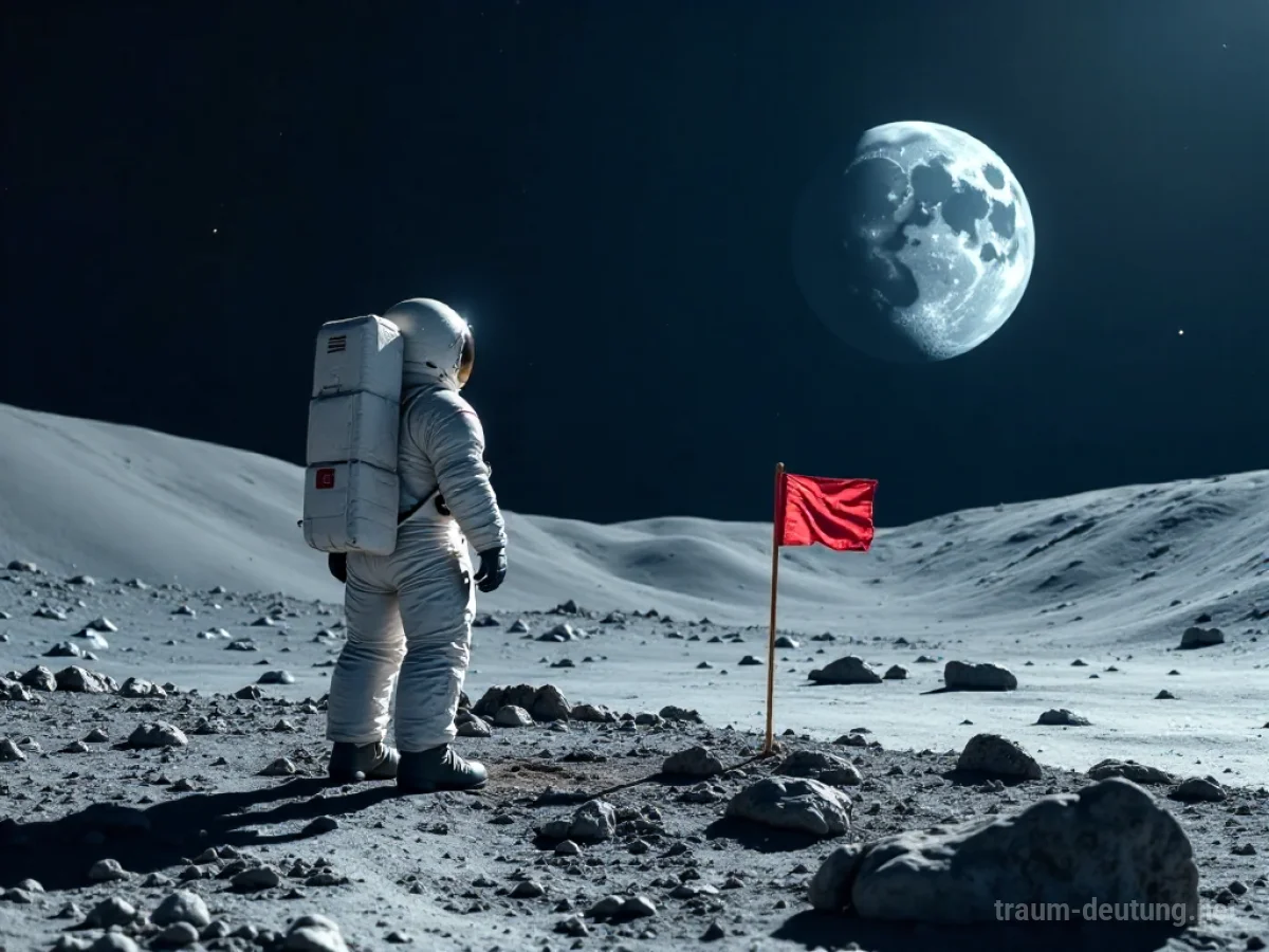 Astronaut steht auf dem Mond und blickt zur Erde, Mondlandschaft im Hintergrund