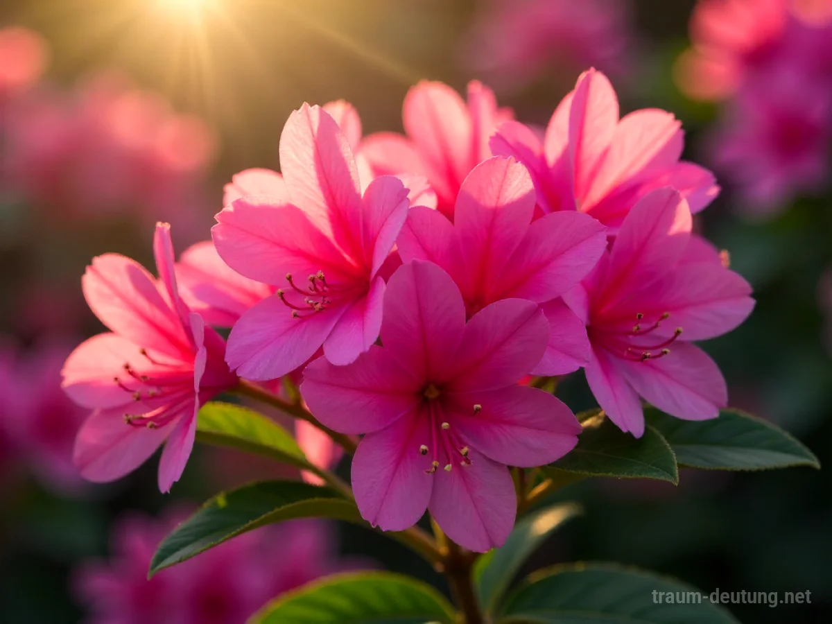 Blühende Azaleen im Sonnenlicht