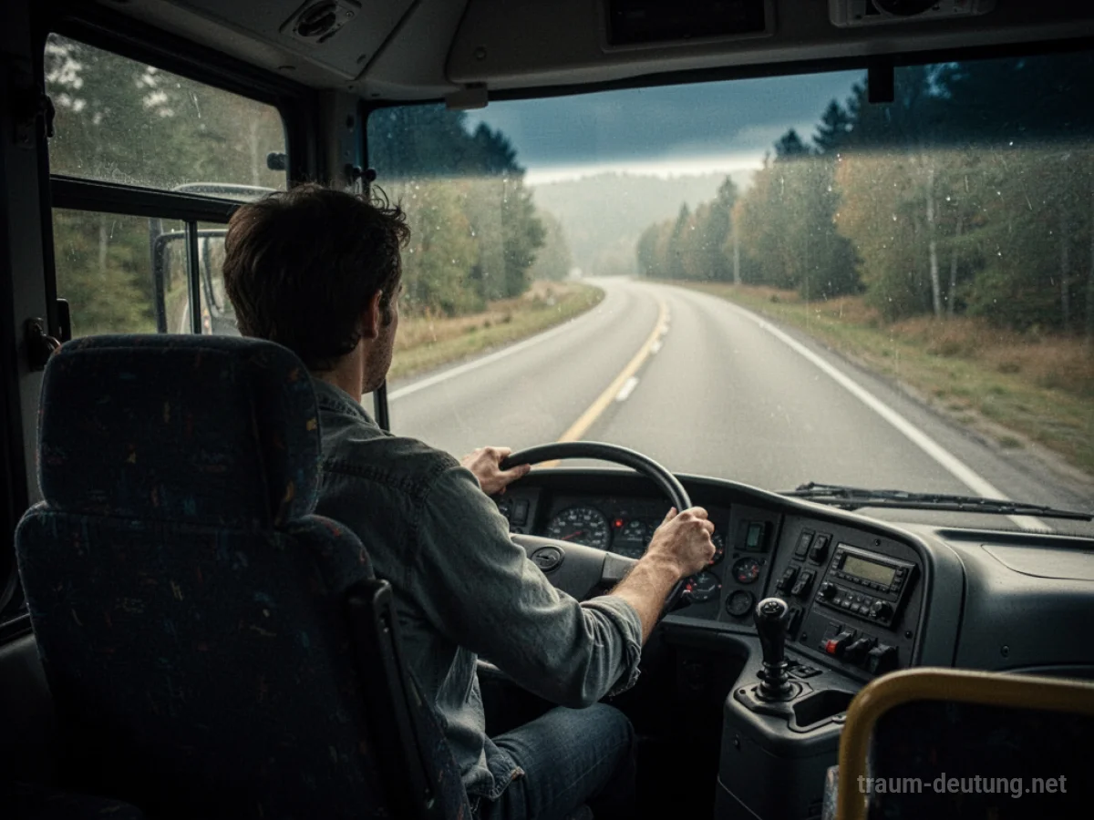Person im Traum als Busfahrer am Steuer eines Busses.