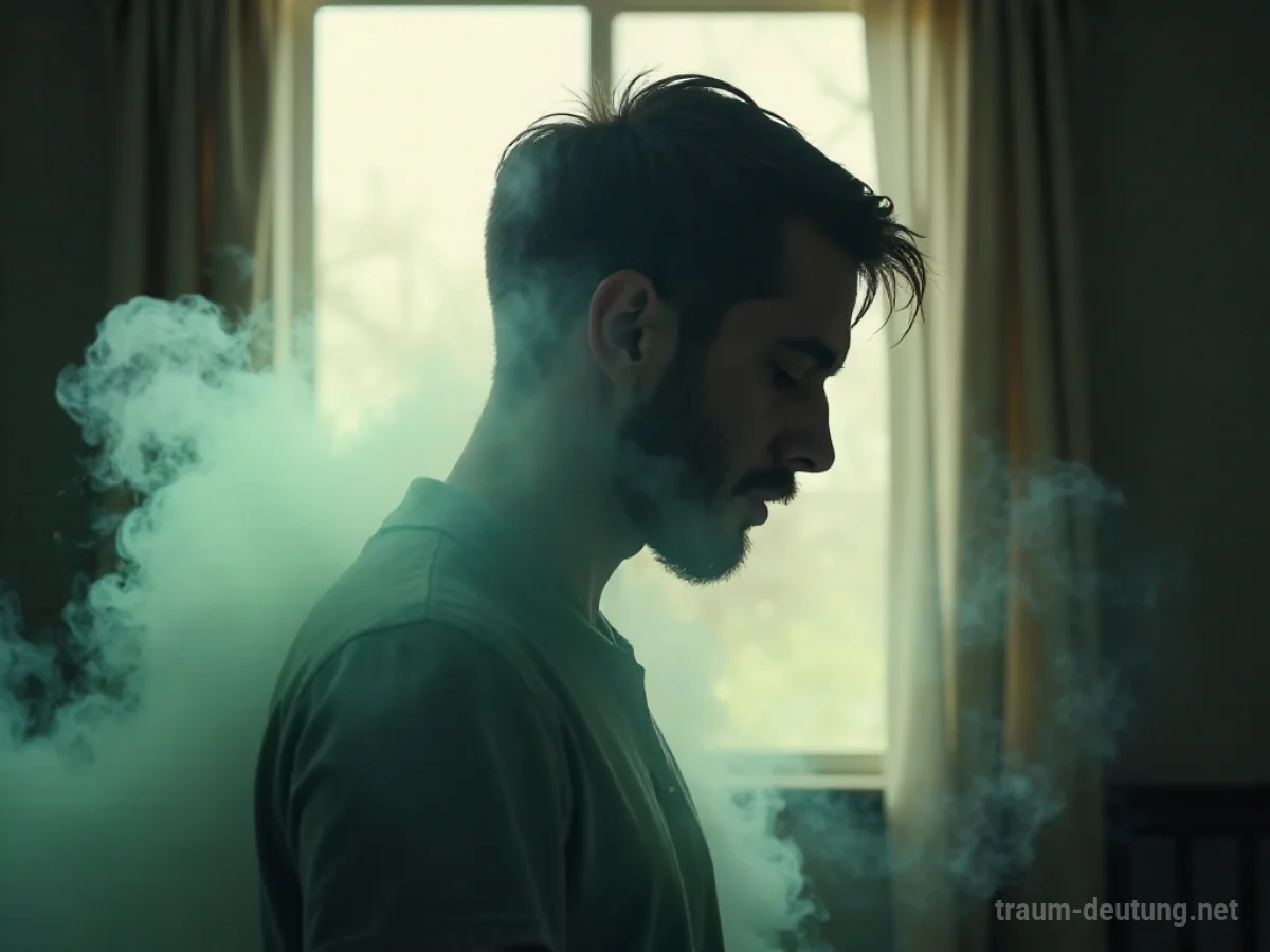 Silhouetten einer Person, aus der eine kaum sichtbare Wolke unangenehmen Geruchs aufsteigt