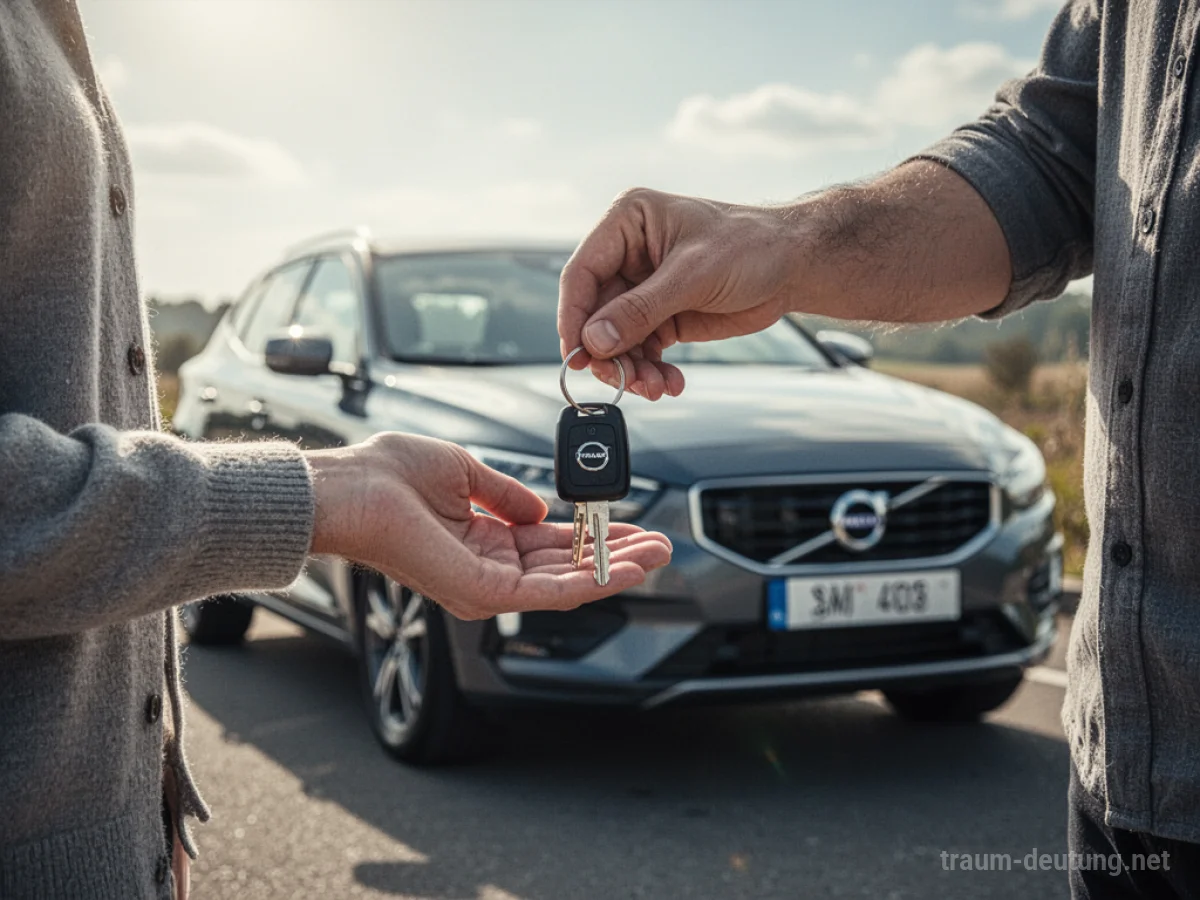 Schlüsselübergabe für ein neues Auto im Traum