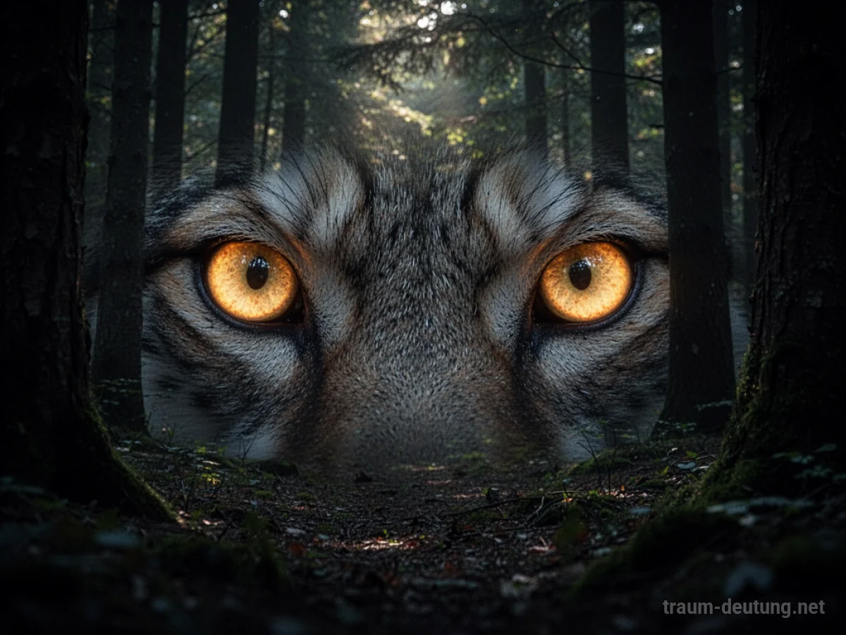 Viele leuchtende Tieraugen starren aus dunklem Wald hervor