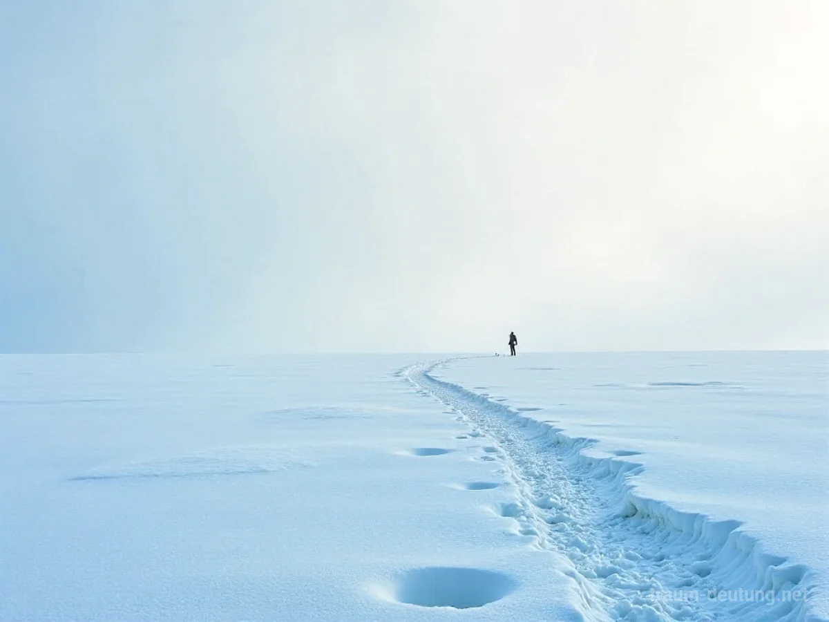 Eine einsame Figur in einer riesigen, schneebedeckten Arktislandschaft