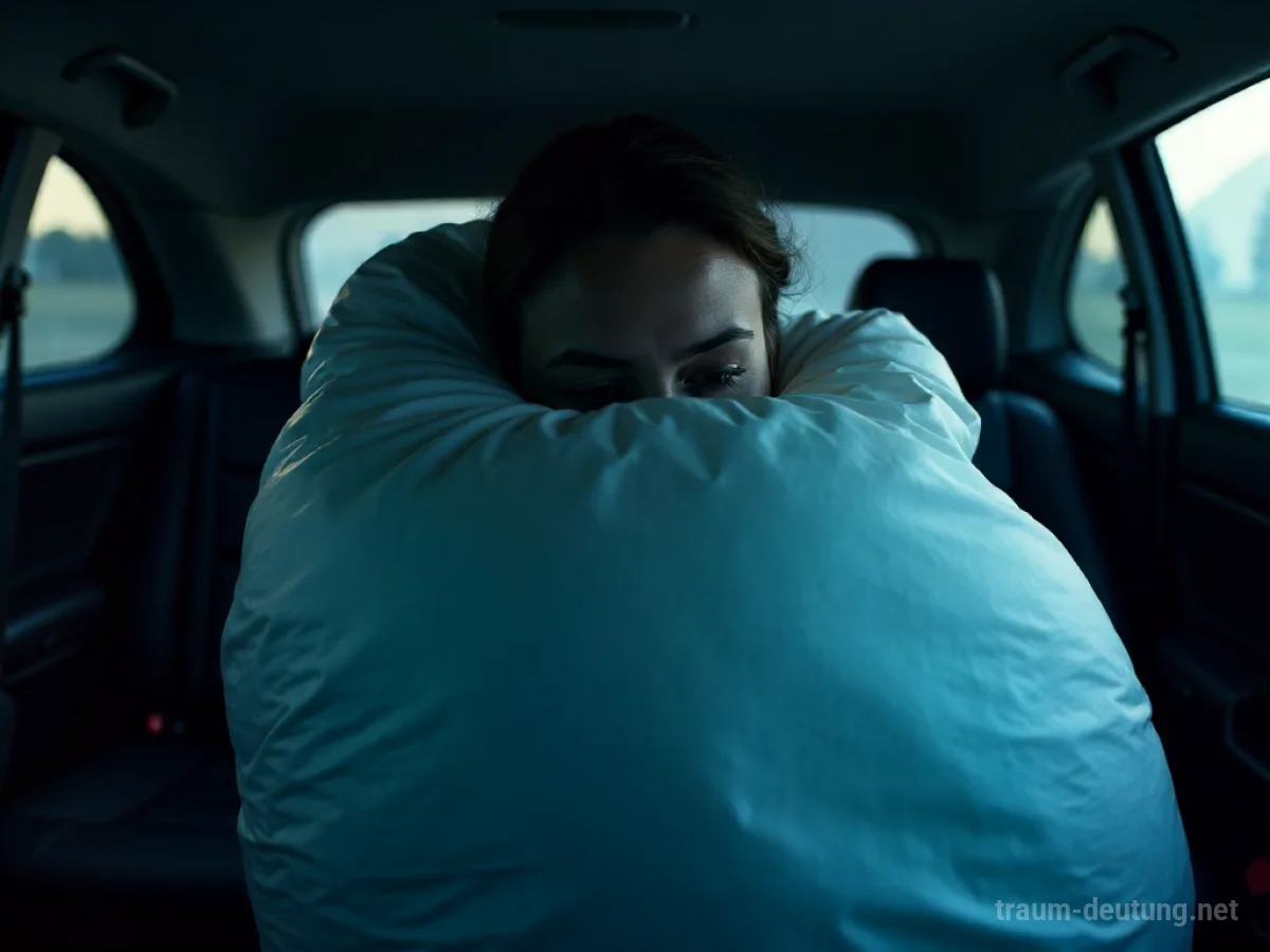 Silhouette einer Person, die von einem aufgeblasenen Airbag erdrückt wird