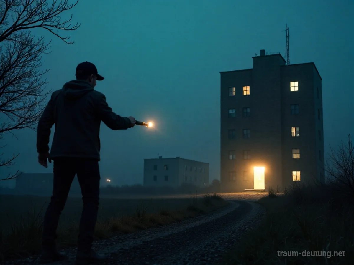 Eine Silhouette wirft einen Gegenstand, der sein Ziel verfehlt, über einer Stadt bei Dämmerung.