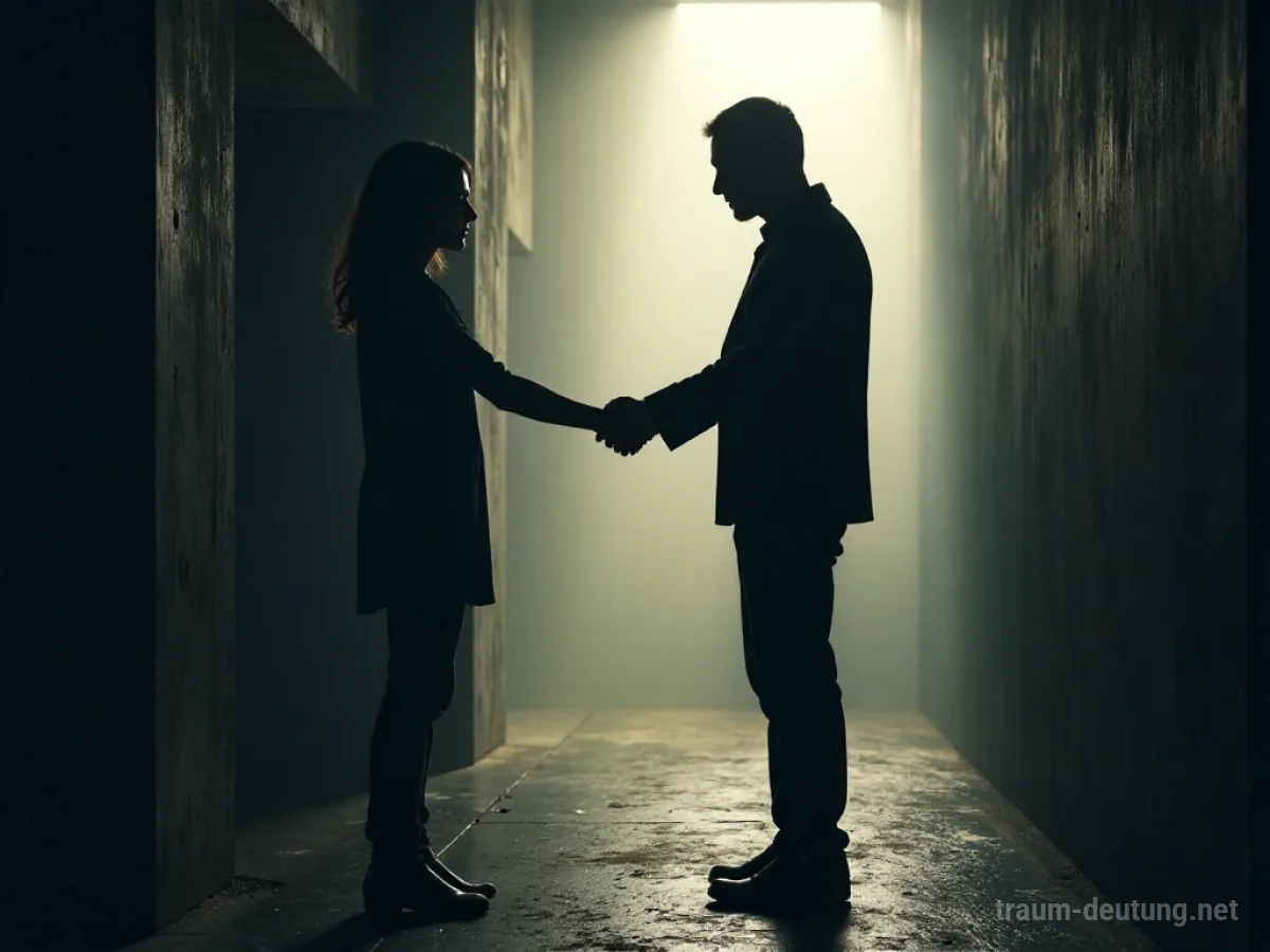 Silhouette einer helfenden Hand von einem Fremden in einer nebligen Umgebung.