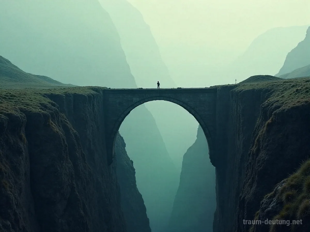 Eine zerfallende Brücke über einer Schlucht im Traum