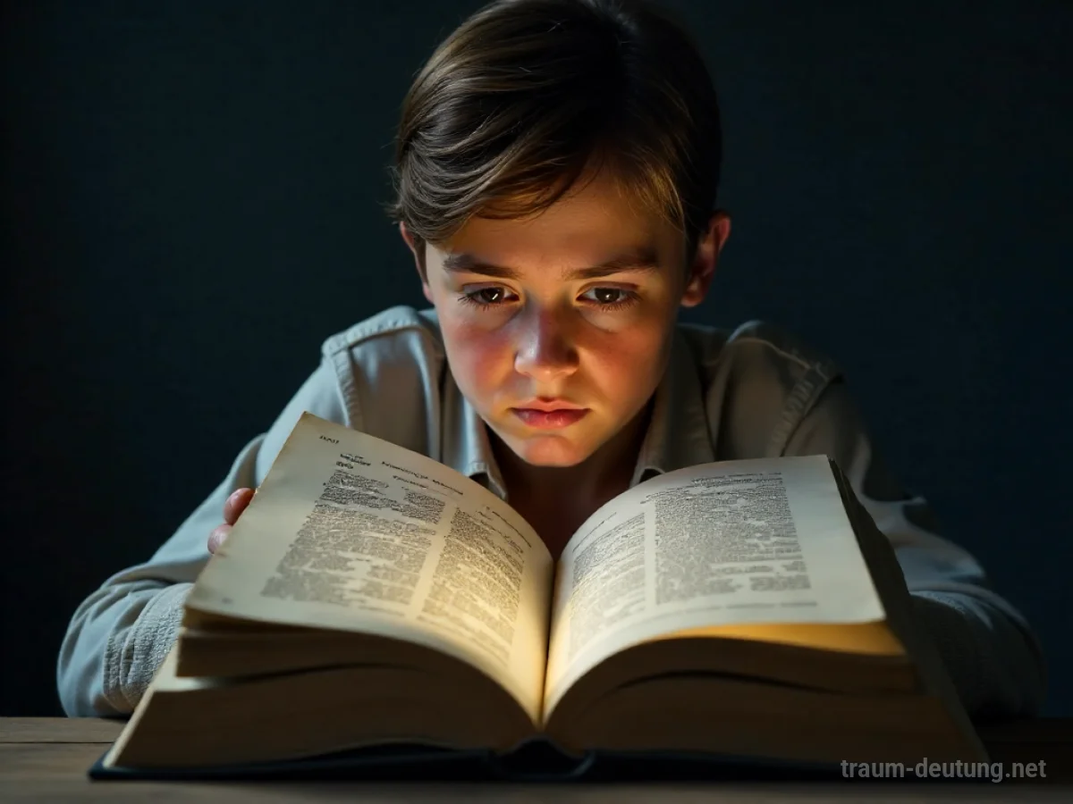 Buch mit unleserlichen Buchstaben, das eine Person nicht entziffern kann.