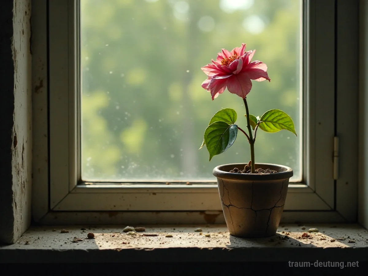 Verwelkte Azaleepflanze in einem Topf auf einem Fensterbrett