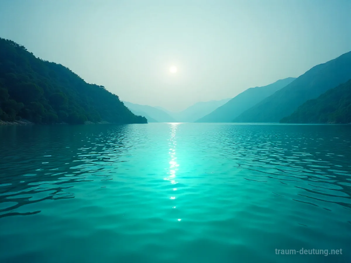 Klares aquamarin-farbenes Wasser unter einem friedlichen Himmel