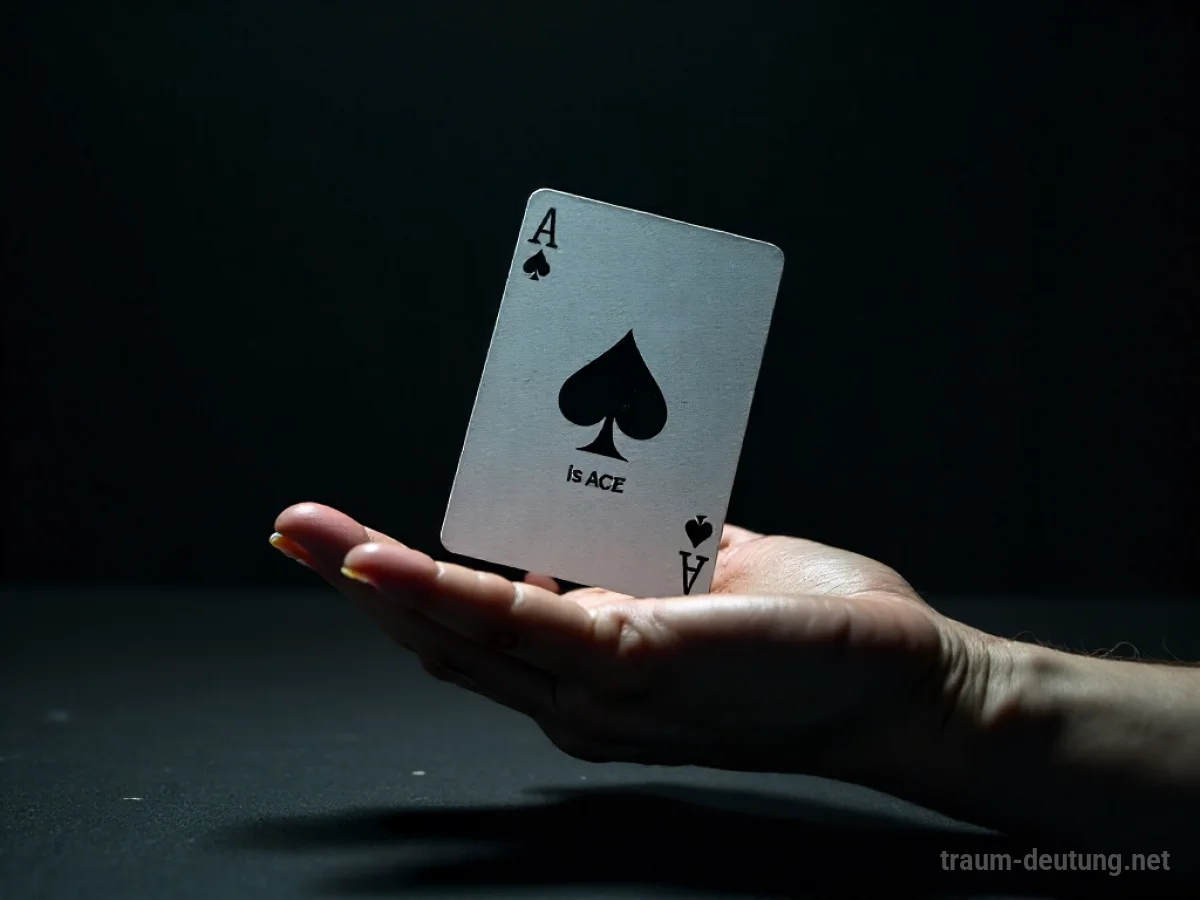 Ein Ass-Spielkarte fällt aus der Hand in die Dunkelheit.