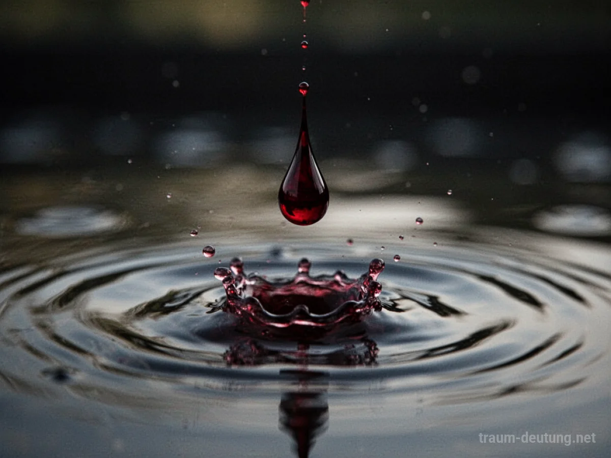 Tropfen Blut fällt und spritzt in Wasser