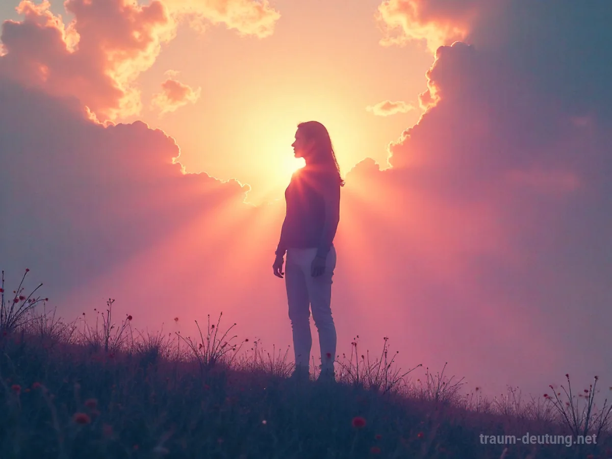Silhouette eines Avatars in einer traumhaften Landschaft