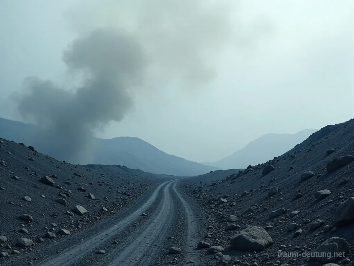 Graue Asche bedeckt eine trostlose Landschaft nach einem Brand.