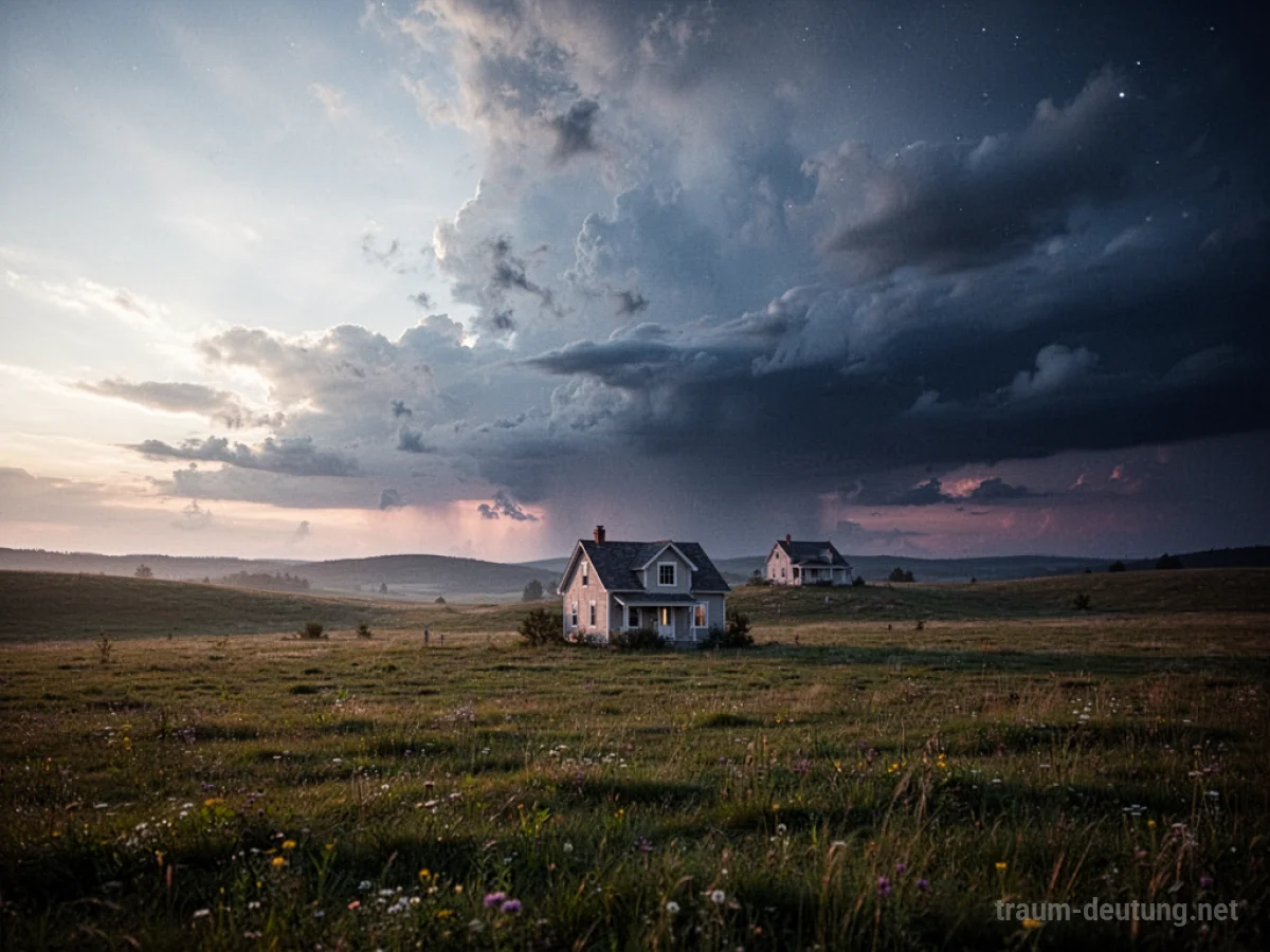 Landschaft mit Himmel, der von Tag zu Abenddämmerung wechselt