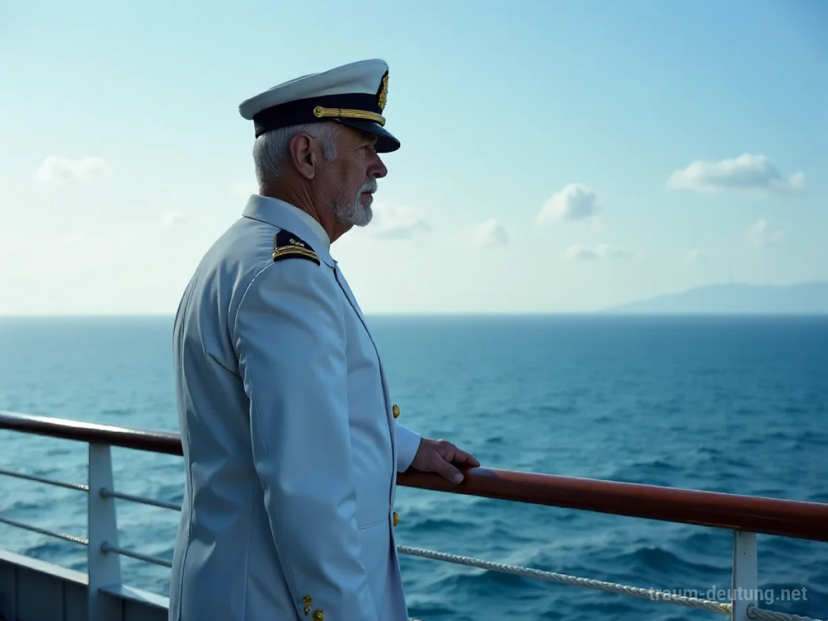 Vater in Admiraluniform auf einem Schiff