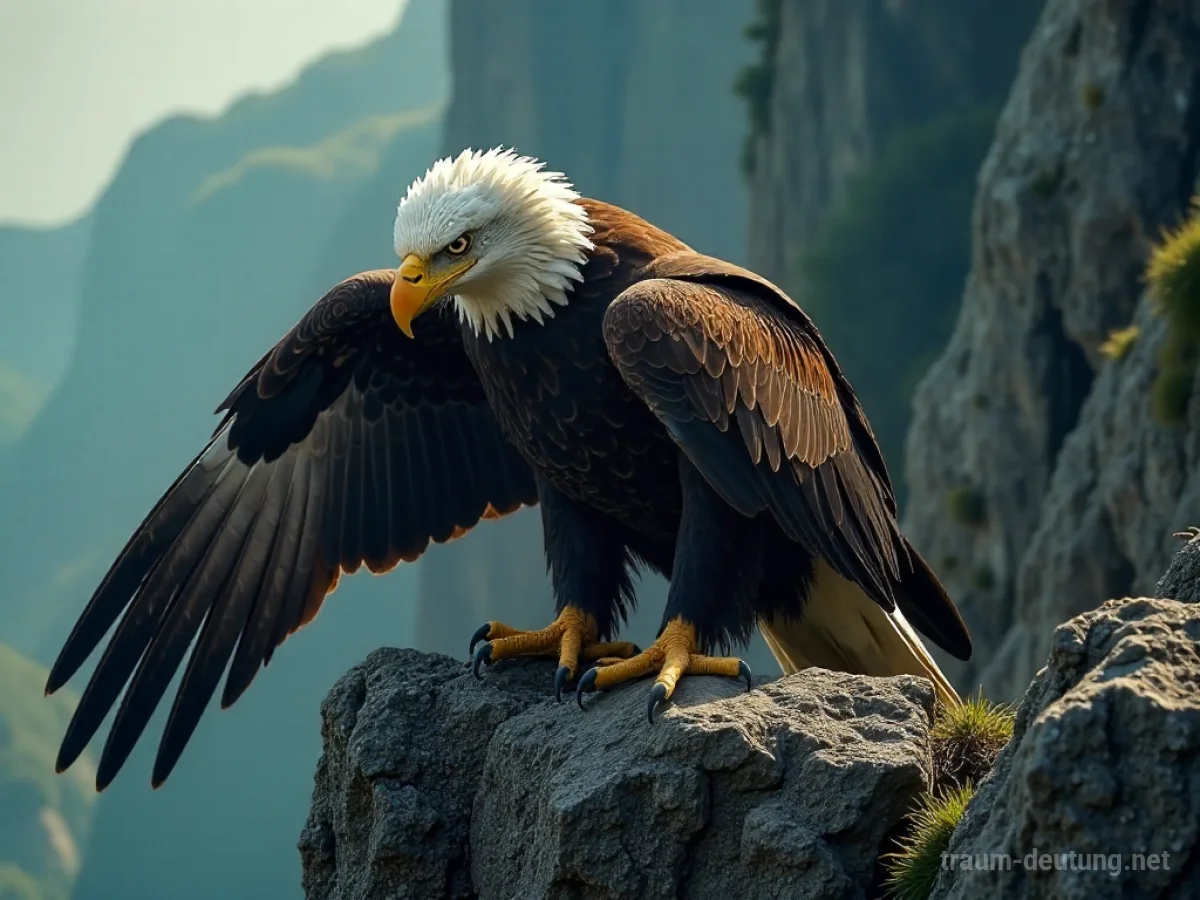 Ein verletzter Adler liegt auf einer felsigen Kante und schaut besorgt.