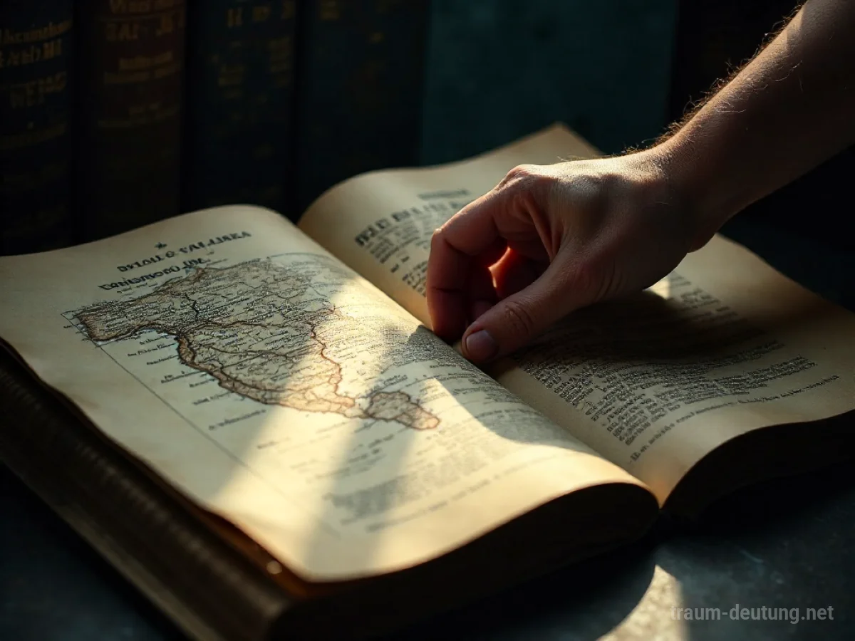 Suche nach Seiten in einem alten Atlas
