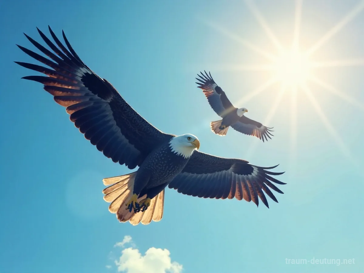 Viele Adler kreisen am strahlend blauen Himmel.