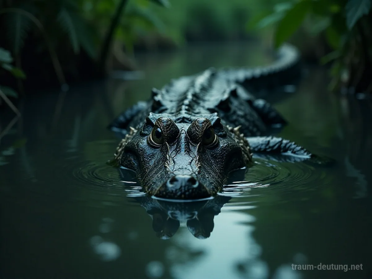 Ein Alligator lauert im trüben Wasser, bereit zum Angriff.