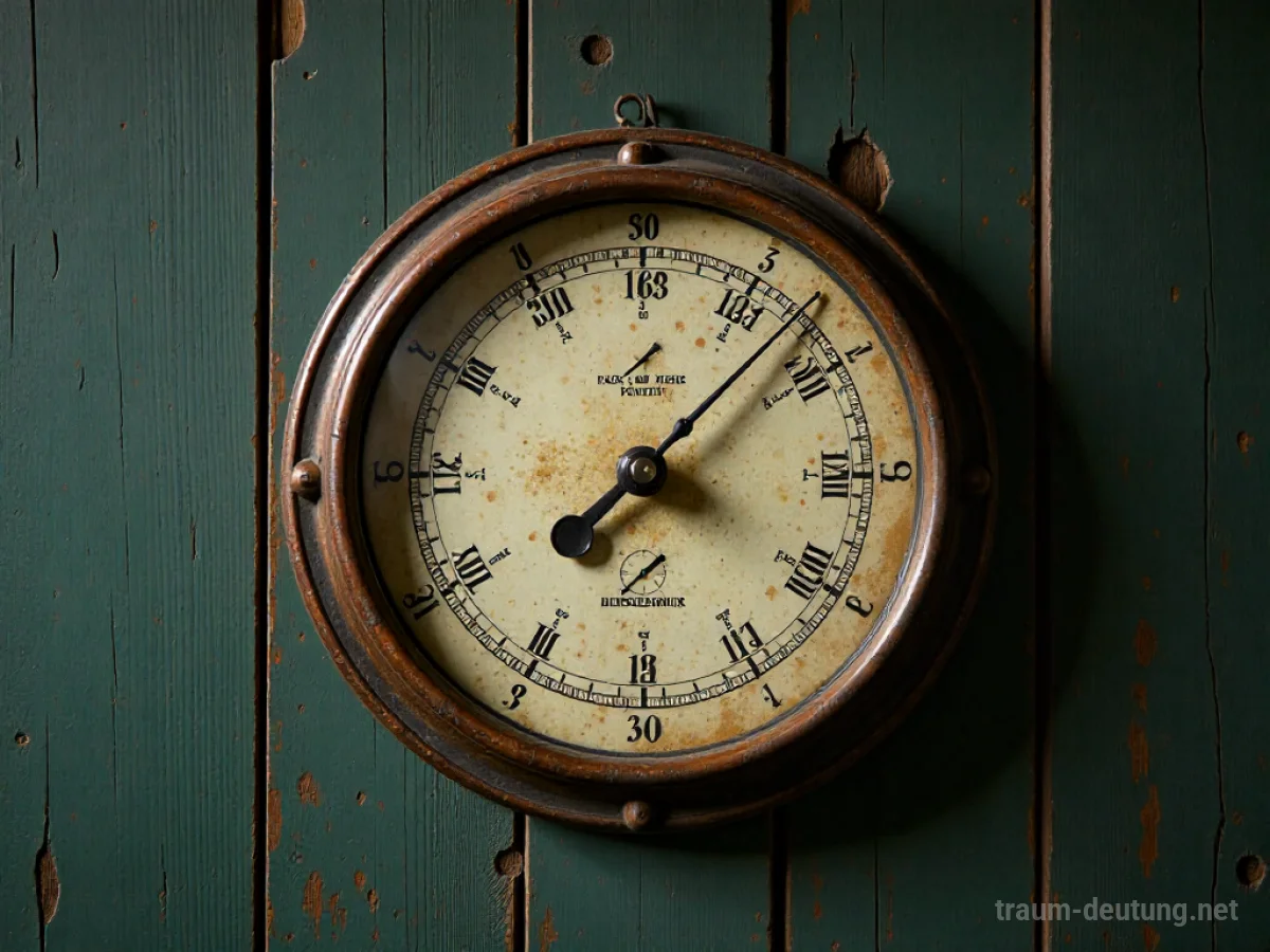 Ein altes Barometer an einer Holzwand