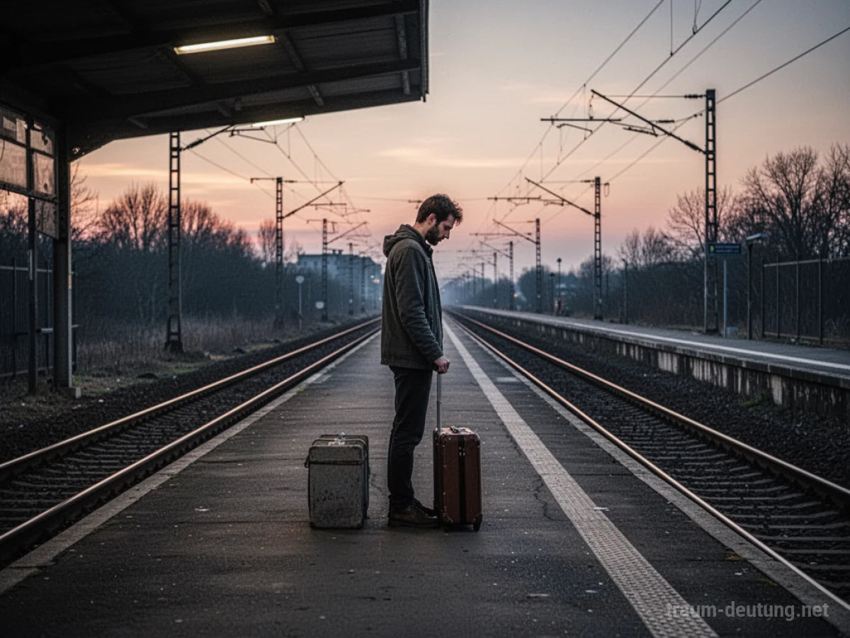 Eine Person wartet allein auf einem Bahnhof auf einen Zug