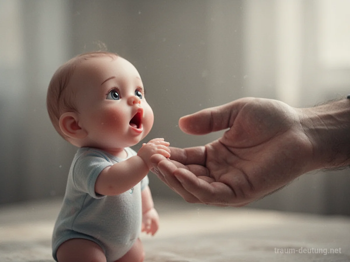 Symbolische Darstellung eines Babys, das sanft eine Hand berührt