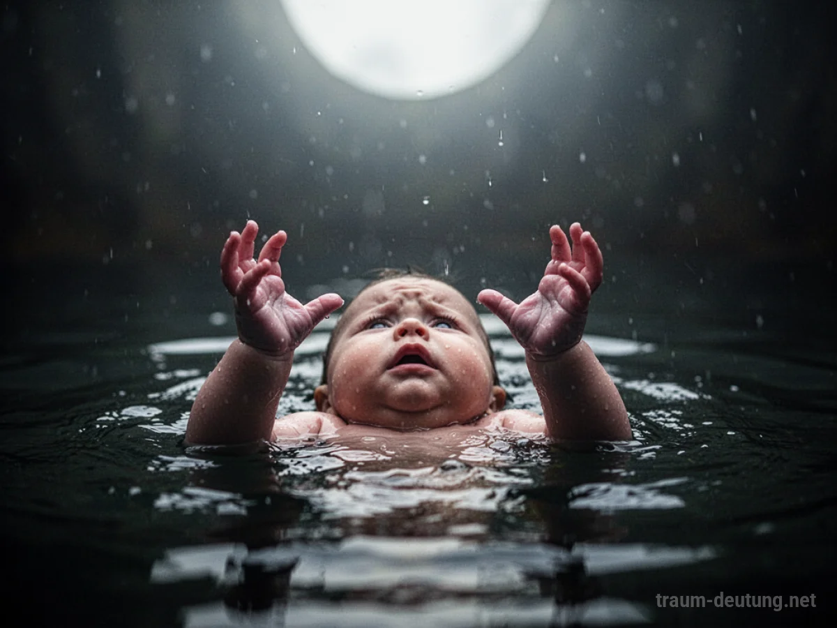 Babyhände ragen aus dunklem Wasser empor