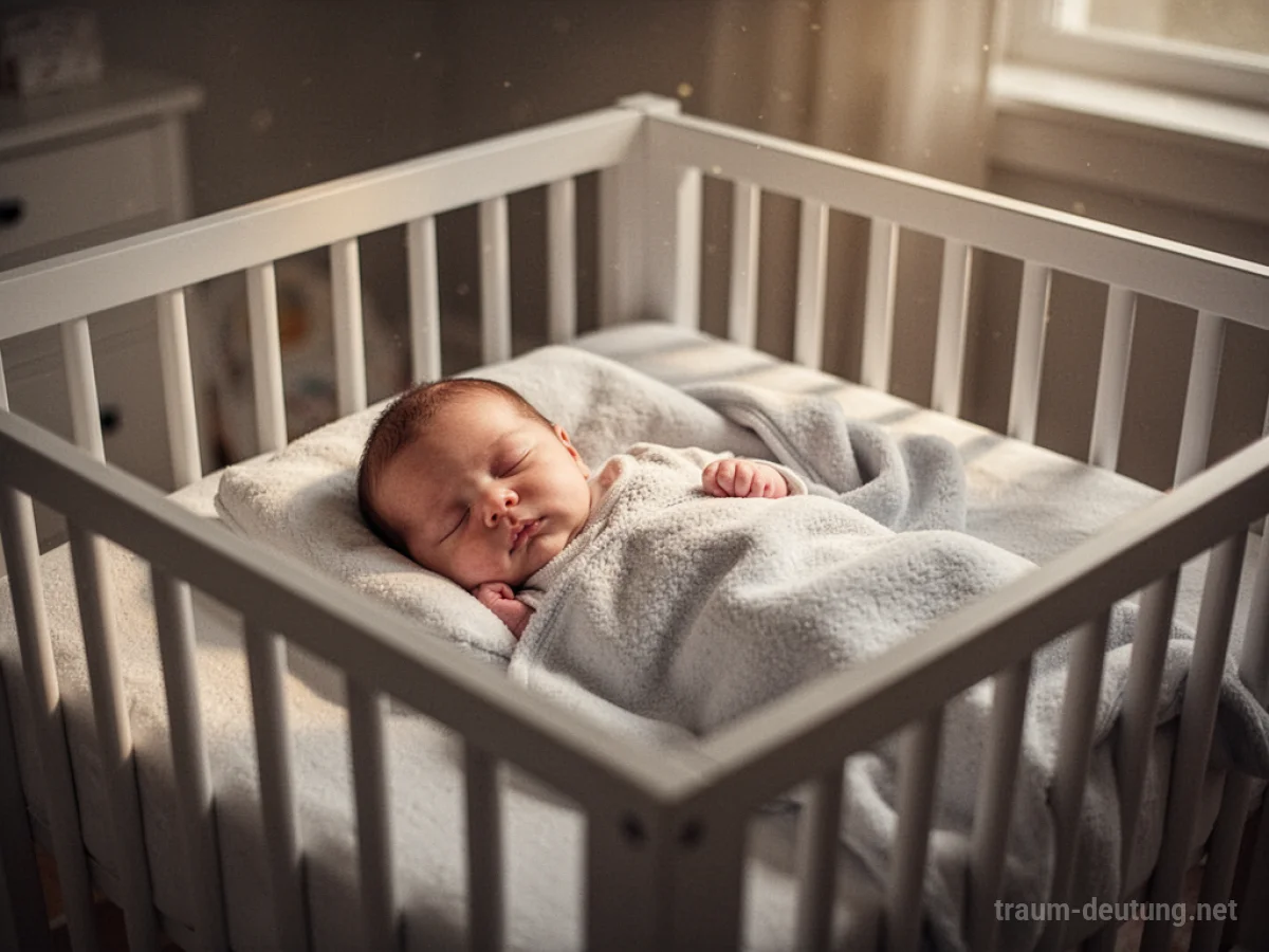 Ein friedlich schlafendes Baby in einem gemütlichen Bettchen.