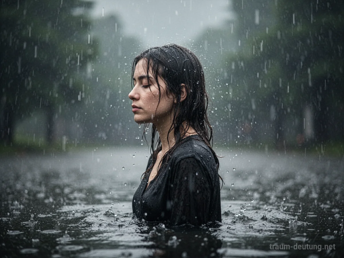 Person badet im sanften Regen