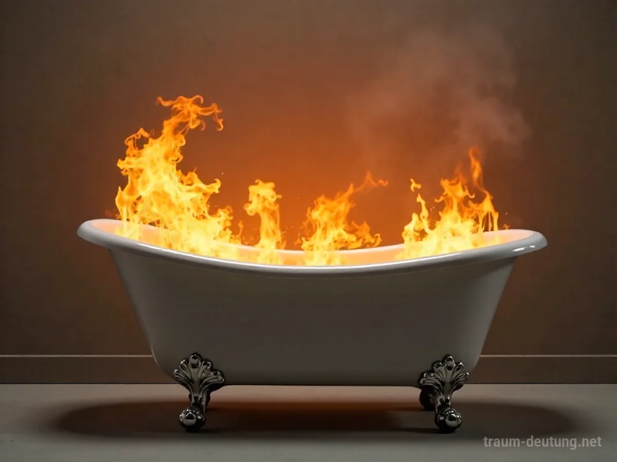 Brennende Badewanne im Traum mit aufsteigendem Rauch