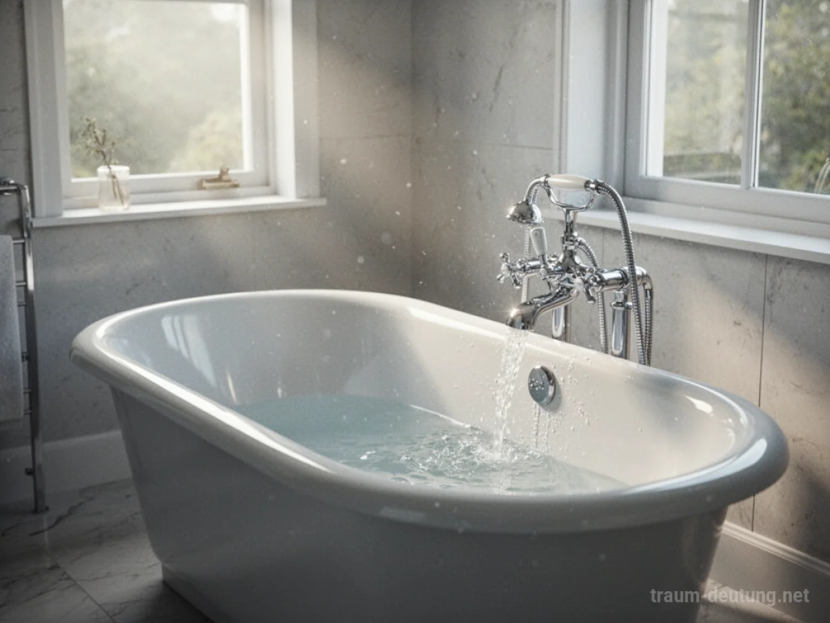 Eine saubere, leere Badewanne in einem hellen Badezimmer