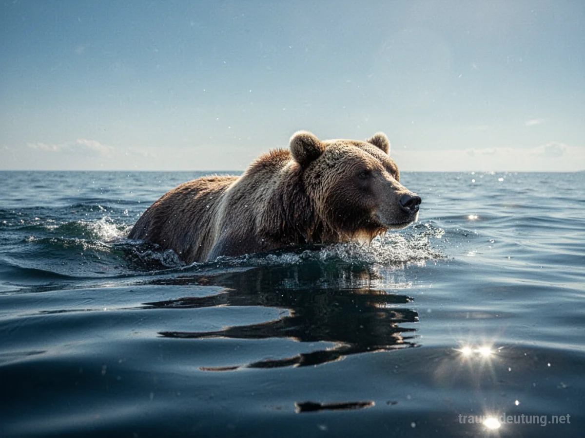 Bär schwimmt ruhig in tiefblauem Wasser