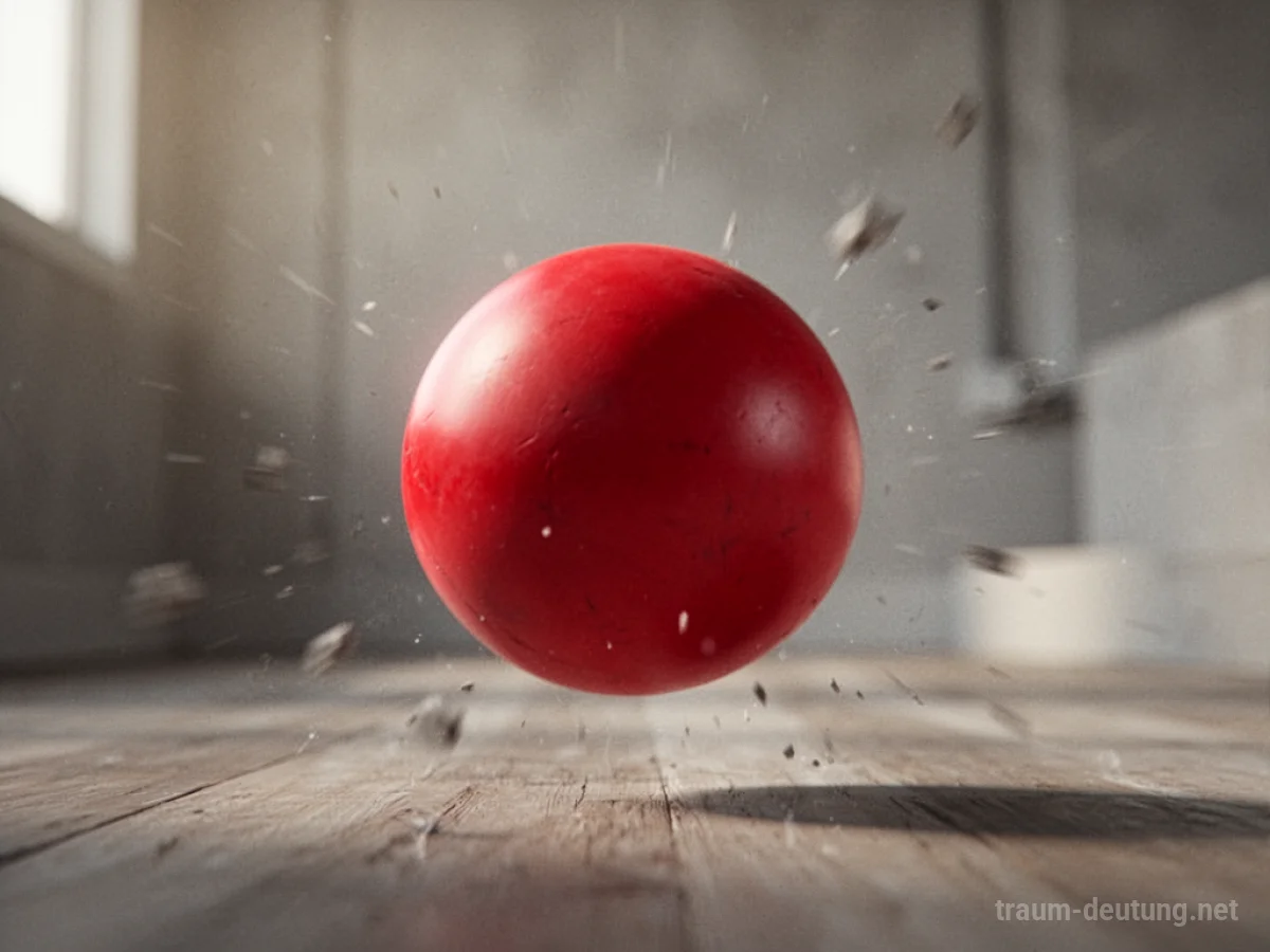 Ein roter Ball fliegt schnell auf den Betrachter zu