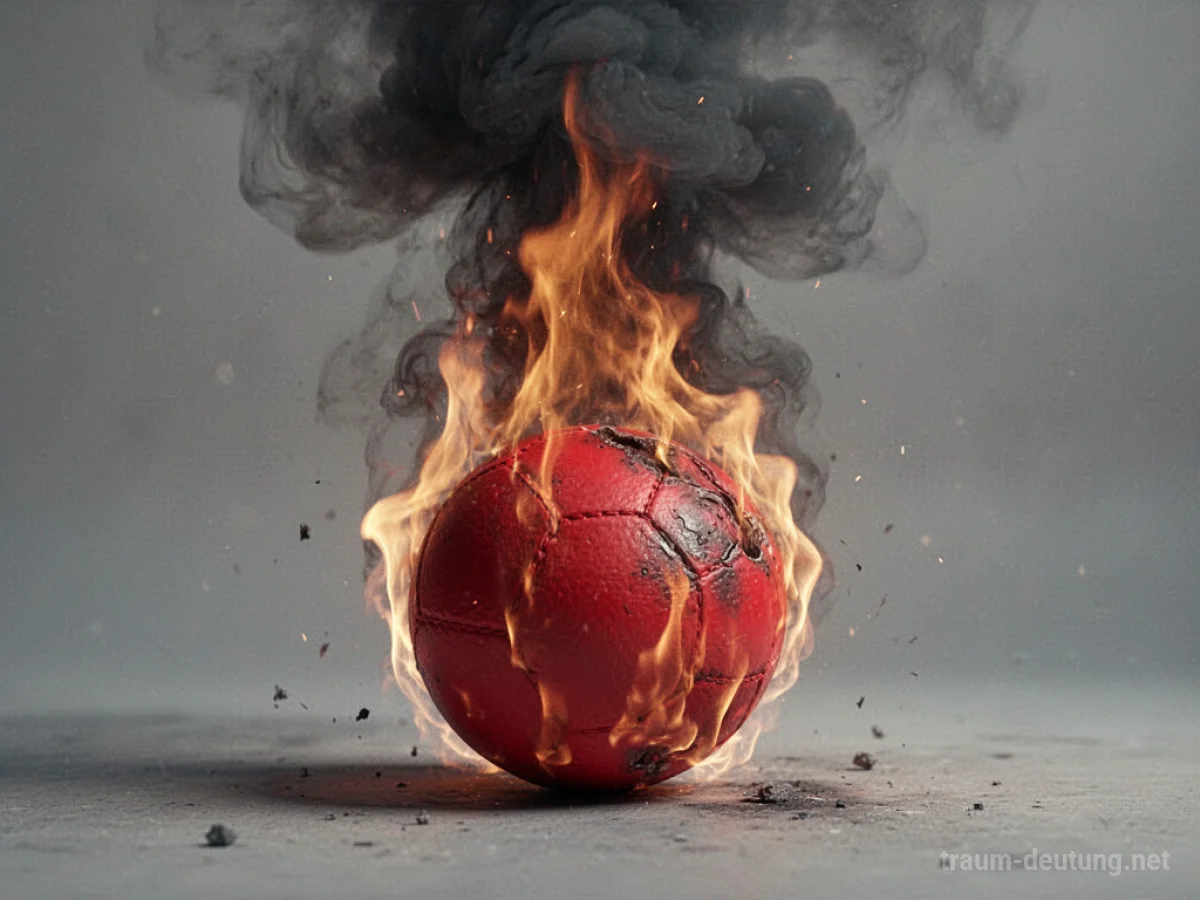 Ein Ball, der von Flammen umgeben ist, steigt auf.