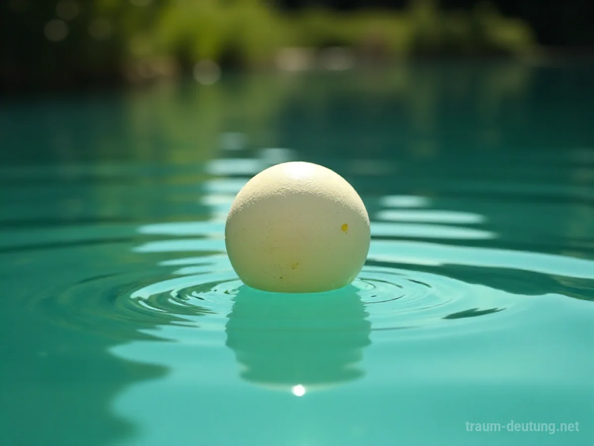 Ein Ball treibt auf ruhigem Wasser unter sanftem Sonnenlicht.
