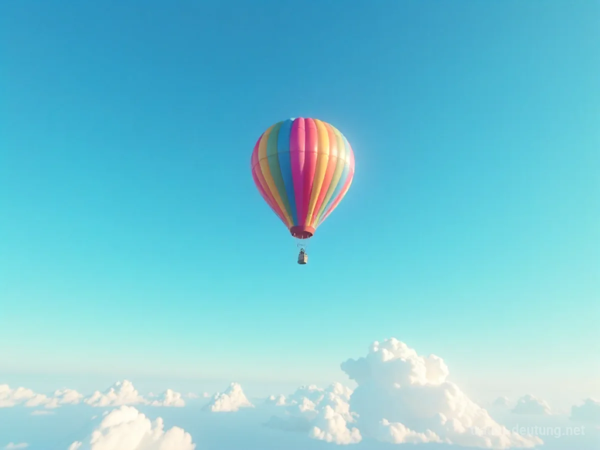 Ein bunter Ballon steigt in den Himmel und wird immer kleiner, bis er verschwindet.