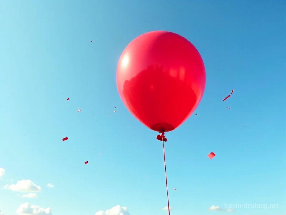 Ein Ballon platzt in der Luft, Scherben fliegen weg.