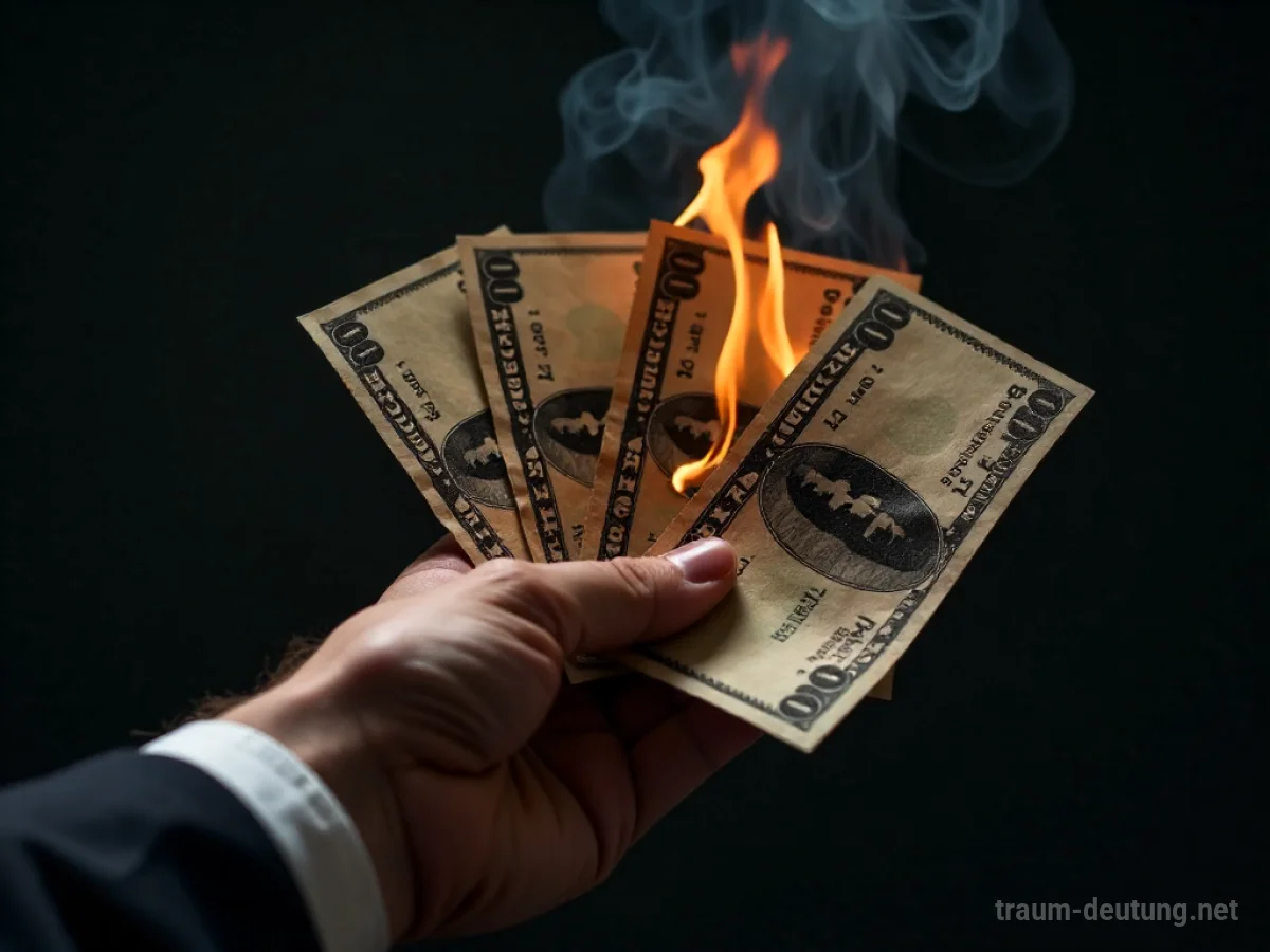 Brennende Banknoten in einer Hand mit aufsteigendem Rauch