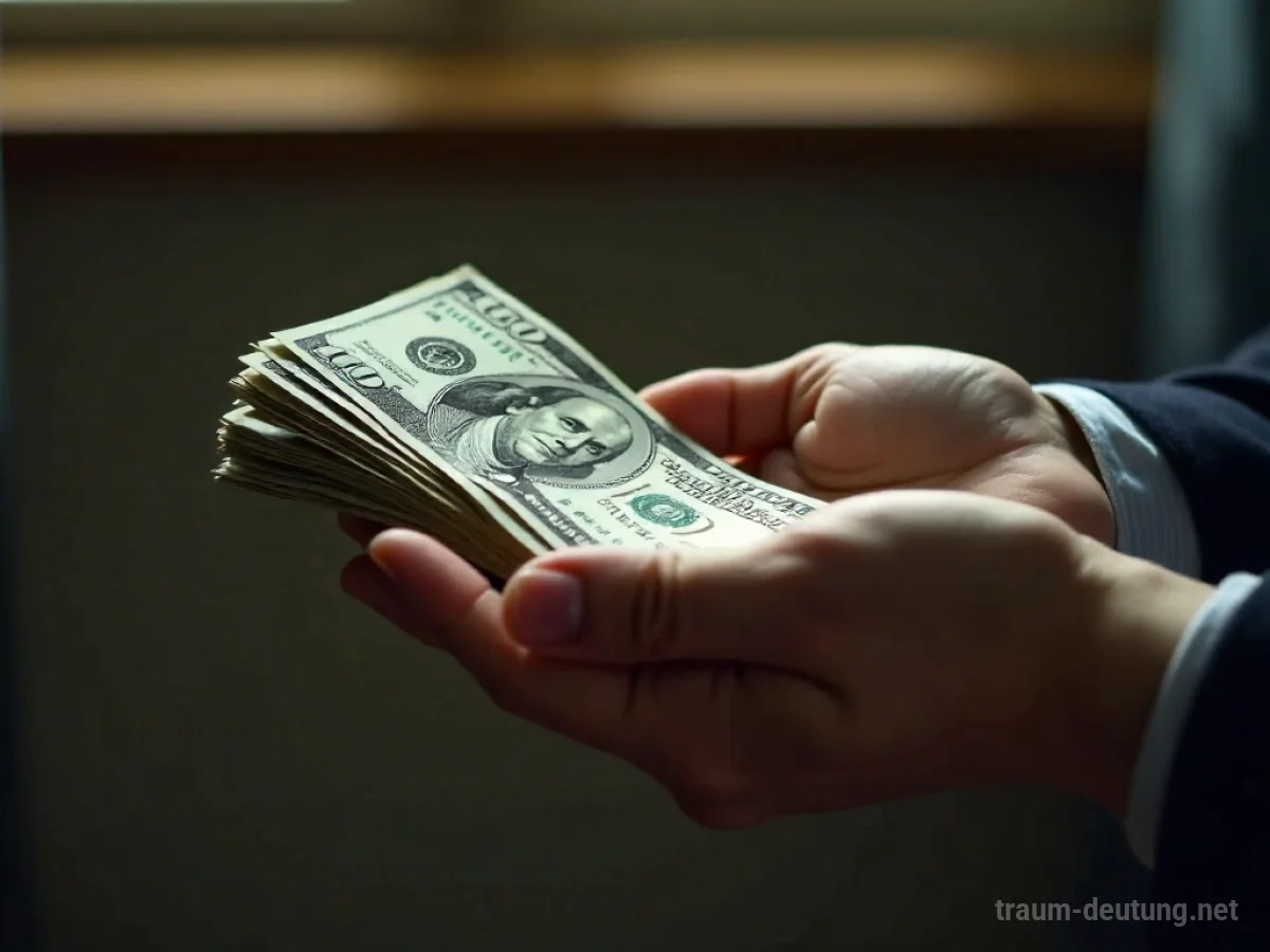 Eine Hand erhält einen Stapel Bargeld von einer anderen Hand.